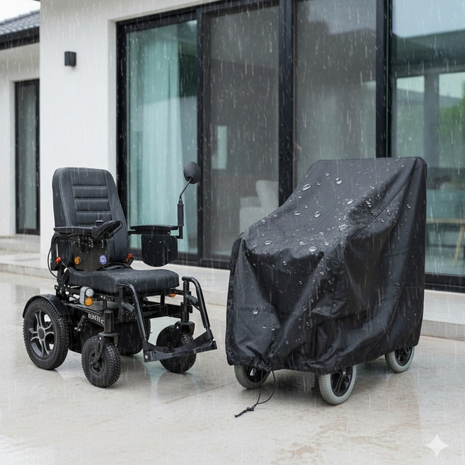 노인 전동휠체어 커버 전동 스쿠터 커버 어르신 환우 휠체어 방수 커버 우비 보관-리빙노바, 1개