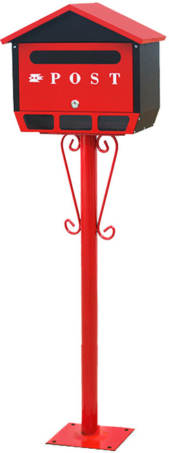 [원진엘앤비] 고급 분체도장 실크인쇄 EGI (녹방지용 아연코팅철판) 한국형빅사이즈 스탠드우체통 POST 우편함 우편함제작 (앙카볼트 무료동봉), 블랙투톤 스탠드형 (앙카볼트 무료동봉)