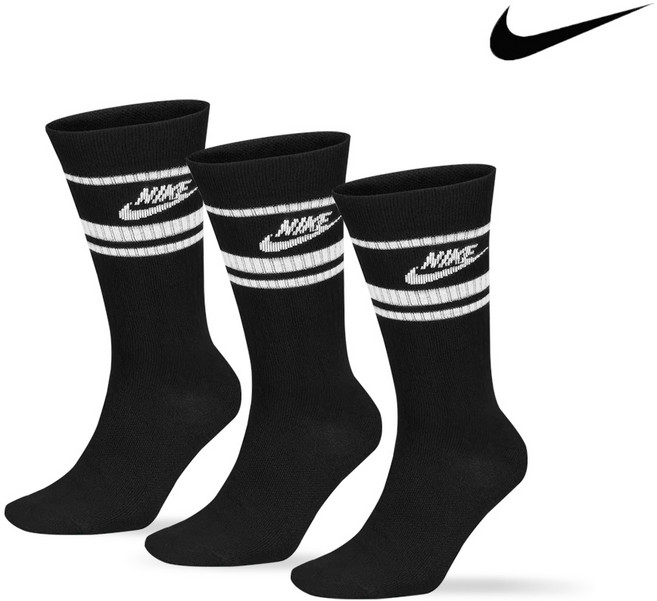 나이키 에브리데이 크루 삭스 블랙 남성 양말 여성 양말(3켤레)