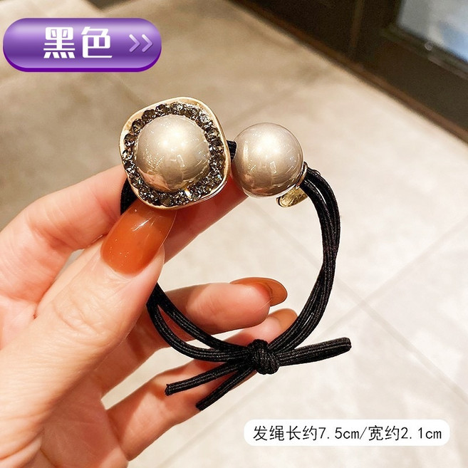 香檳色珍珠髮圈 時尚高級感髮飾 彈力髮圈