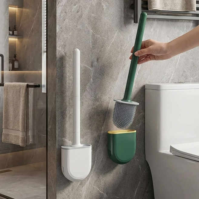 엘리허브 실리콘 무타공 벽부착 변기솔 1P, 화이트, 1개