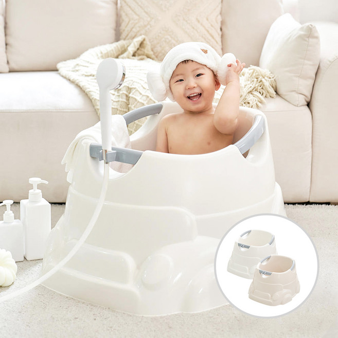 [리뉴얼버젼] 허그붕붕 안심유아욕조/ 신생아욕조 아기욕조 아기목욕, 아이보리