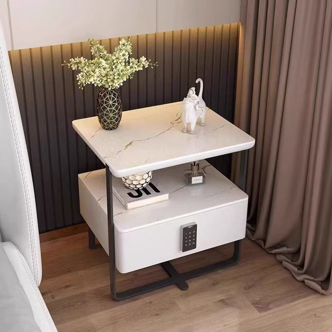 금고 협탁 가정용 침대 금고협탁 개인 내화 소형 협탁 가정용 소형 금고 거실 침대협탁 가정용금고, 흰색