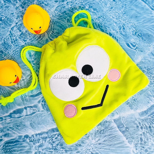 산리오 캐릭터즈 자수 봉제 개구리 조리개 가방 파우치