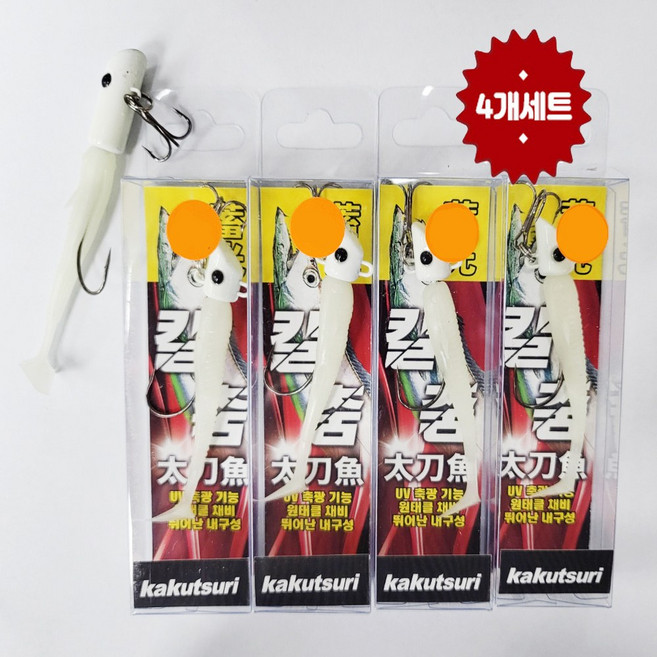 카쿠쯔리 칼춤버전2 갈치원태클채비 트레블훅 갈치웜 갈치트레블훅, 4개, 10g, 화이트