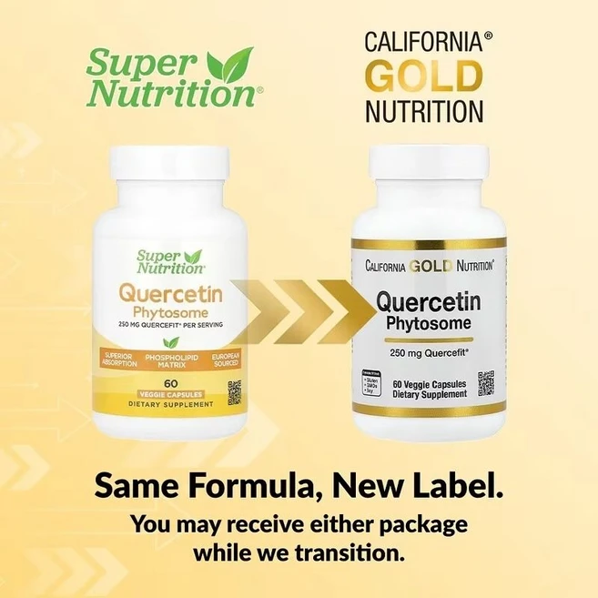 캘리포니아 골드 뉴트리션 케르세틴 파이토솜 Quercefit® 250mg 60베지캡슐, 60정, 1개 - 쿠팡