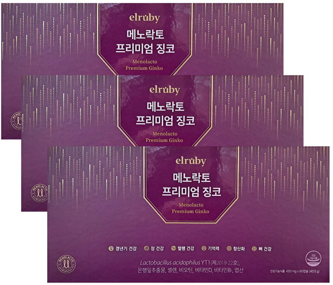 휴온스 메노락토 프리미엄 징코 갱년기유산균 YT1 90캡슐 x 3박스 9개월분, 90정, 3개