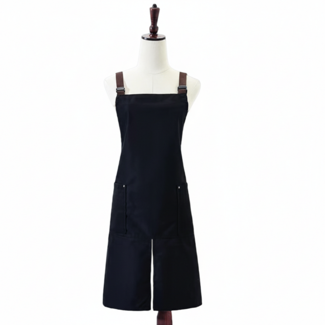 방수 캔버스 앞치마 카페 바리스타 식당 주방 공방 작업복, 블랙