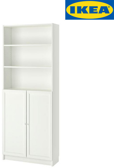 이케아 BILLY/OXBERG 도어가 있는 여닫이 수납장/책장, 상세페이지 참조