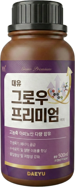 대유 그로우프리미엄 500ml 고농축 유리아미노산 식물성 동물성 비대 당도, 1개