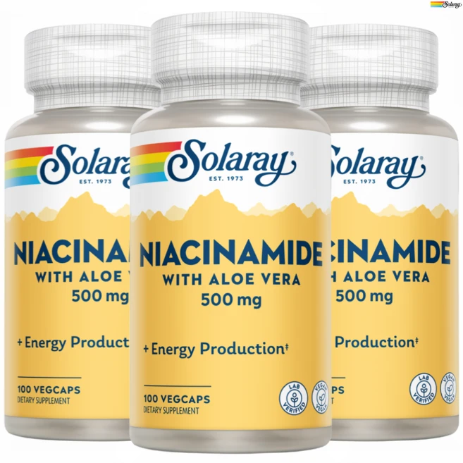 솔라레이 나이아신아미드 500mg 식물성 캡슐, 3개, 100정 - 쿠팡