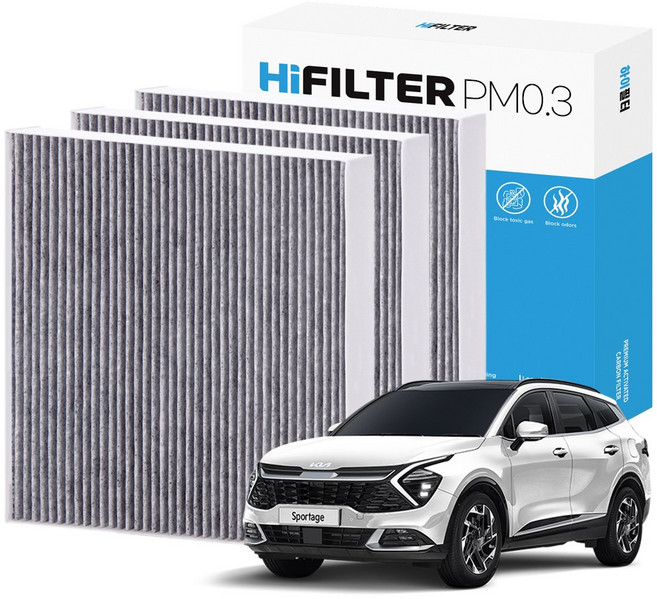 2+1 하이필터 PM 0.3 활성탄 자동차 에어컨 필터 기아, 3개, 디 올 뉴 스포티지 (5세대/NQ5) HI-L112