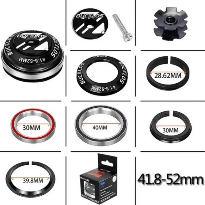 자전거 헤드셋 캡 BUCKLOS 로드 MTB 헤드셋 스트레이트 테이퍼 포크 베어링 부품 1-1/8 인치 34mm 44mm, 41.8-52mm-Red, 1개