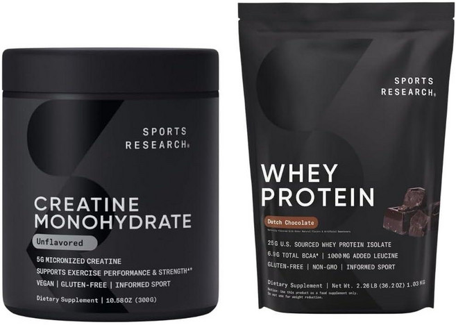 Sports Research 스포츠리서치 크레아틴 모노하이드레이트 300g+더치 초콜릿 웨이 프로틴, 1개, 1.03kg