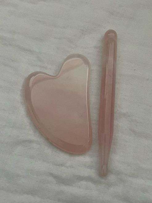 面部 粉水晶 刮痧板 臉部 全身 玉石 撥筋棒, 1個, 如圖所示