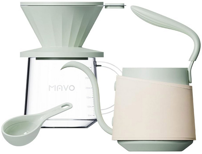 커피 메이커 세트 위에 붓기 주전자 드립퍼 저울이 있는 유리 서버 스테인리스 스틸 필터(오렌지), Green, 1개, 커피메이커