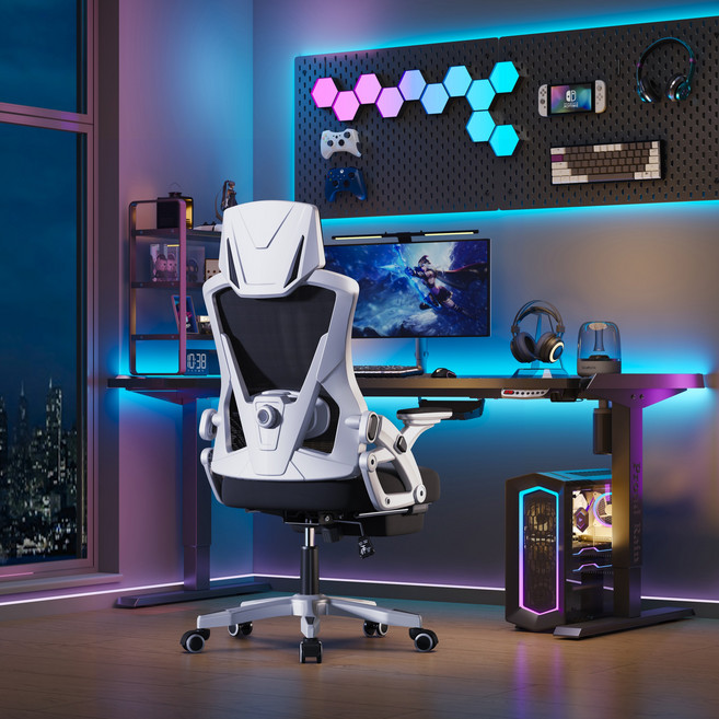 SUNDI 메쉬 일체형 편안한 컴퓨터 의자 SD-R819, 화이트블랙