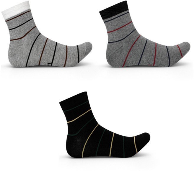 티아이바로 남자 배색 링글 단목 발목 양말