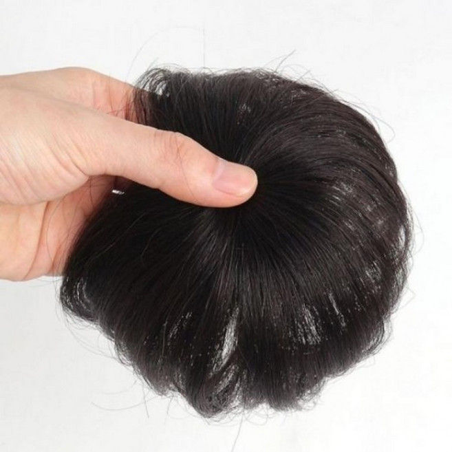 블랙 남성 인모 정수리 가발 탑커버 똑딱이 부분가발, 상세페이지 참조, 1개