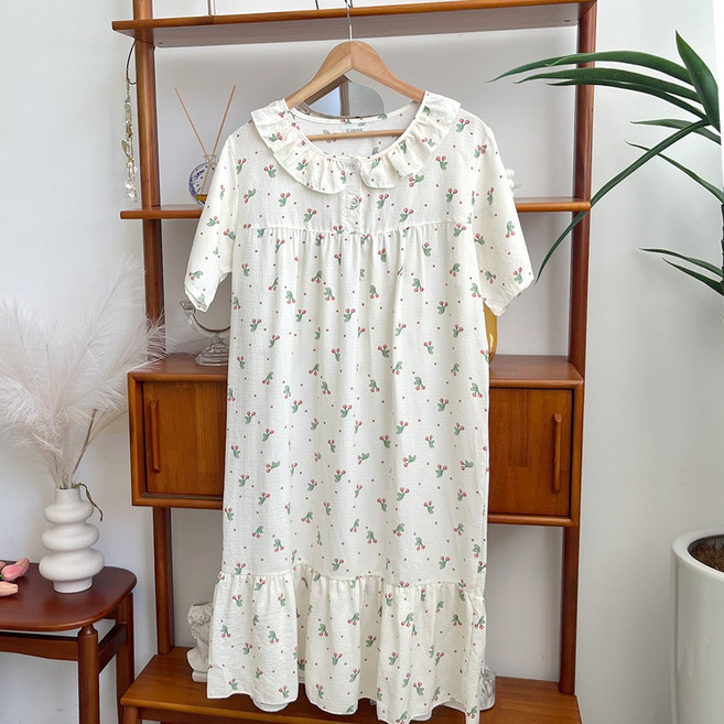 엘라운지 스파쿨링 반팔 지지미 원피스 파자마