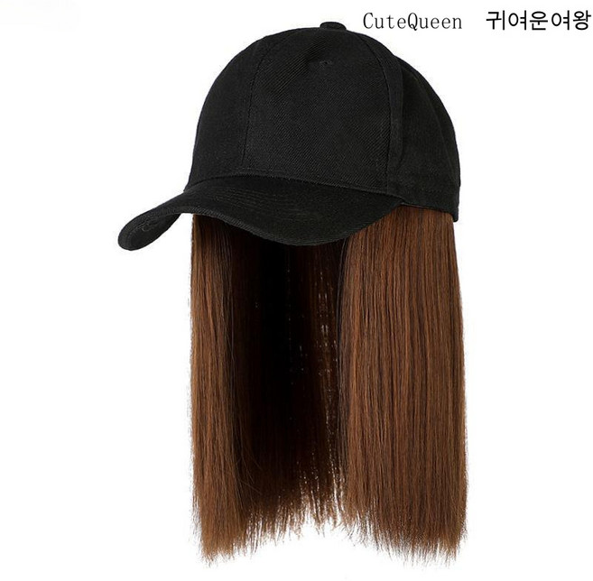 CuteQueen 귀여운여왕 가발 여자 모자 가발 캡 모자 숏 스트레이트 쇄골 내추럴 후드 가발, 짧은 직선 머리카락을 라이트 브라운 모자