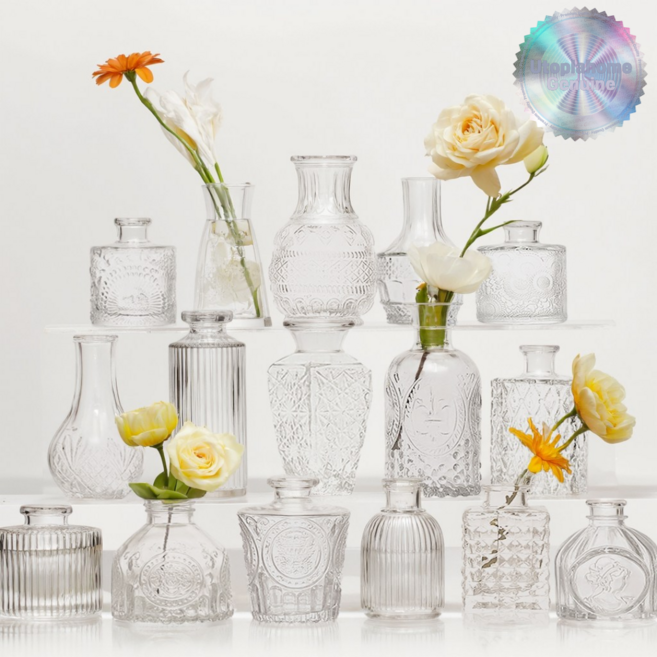 유토피아홈 미니 화병 꽃 유리 인테리어, 크리스탈