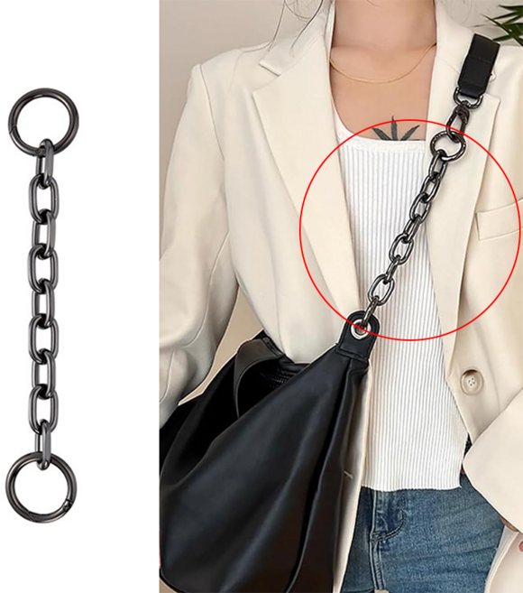 가방 체인줄 연장 체인 롱샴 호보백 호환 가방 체인 어깨끈 연장 체인 짧은 금속 체인 가방 체인줄30cm 합금 블랙