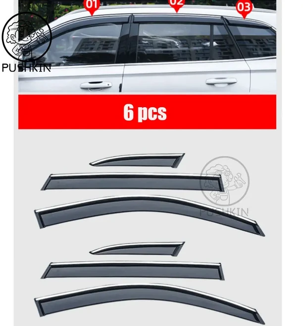자동차 사이드 윈도우 디플렉터 윈도우 바이저 벤트 Geely Monjaro KX11 Grand Koleos 윈드 실드 태양 비, 01 6 PCS