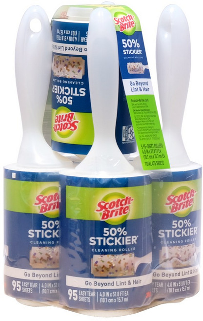 3M 스카치브라이트 돌돌이 린트롤러 95매 테이프 클리너, 5개