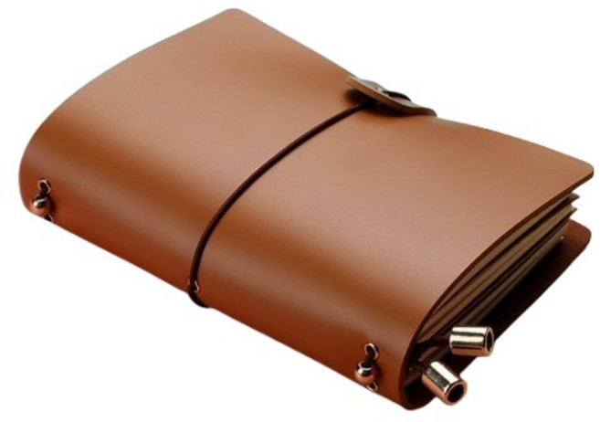 키밍 가죽 노트 다이어리 일기장 수첩 줄노트 무지 체크노트, 브라운