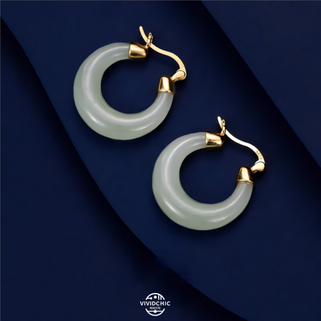 비비드칙 천연 옥 S925은침 귀걸이