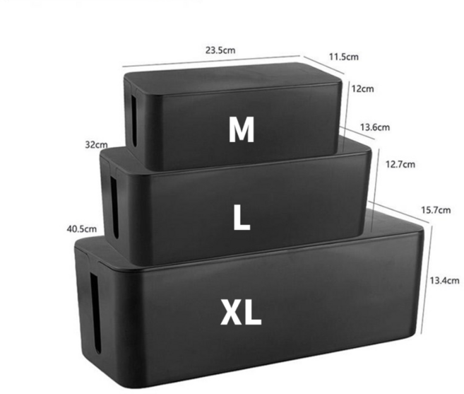 치트몰 심플한 전선 정리함 상자, 1개, 블랙 L