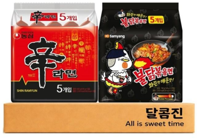 [달콤진] 농심 신라면 120g + 삼양 불닭볶음면 화끈한매운맛 140g 번들 세트, 10개