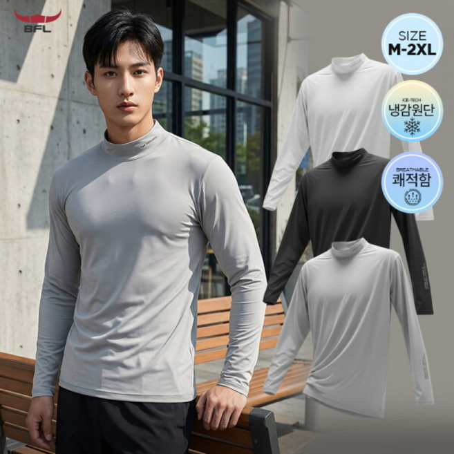 비에프엘아웃도어 BFL 사계절 남녀공용 아이스쿨원단 반목폴라 레이어드 긴팔티셔츠 골프이너티 S2FPTS-127