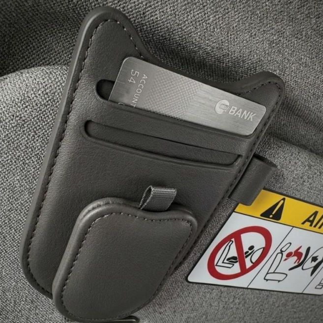 미로제로 차량용 선글라스 썬바이저 거치대 포켓 지갑, 블랙, 1개