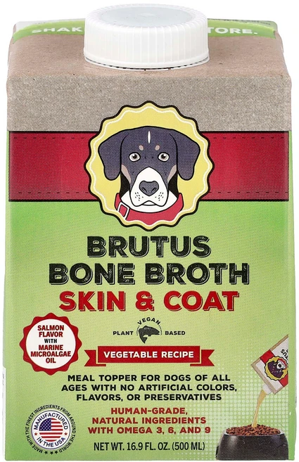 브루투스 뼈 육수 피부와 털 건강용 야채 레시피 모든 연령의 반려견용 연어맛 500ml (16.9 fl oz) BUU-54433 - 쿠팡