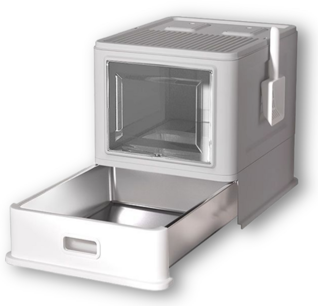 모듀냥 올스텐 고양이화장실 대형 배변통 위생적인 후드형 스테인레스, 1개, 연그레이밀폐