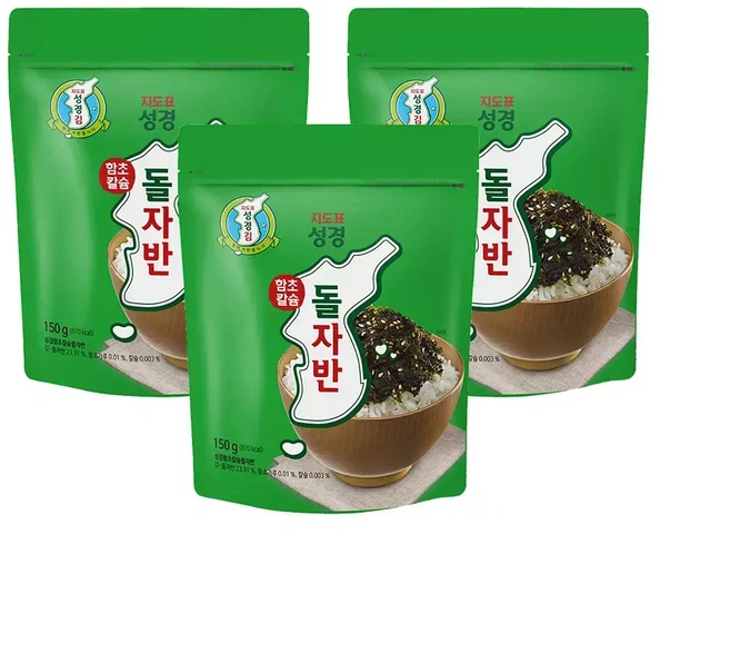 성경김 김자반 돌자반 영양 가득 함초칼슘자반 150g 3개, 1개