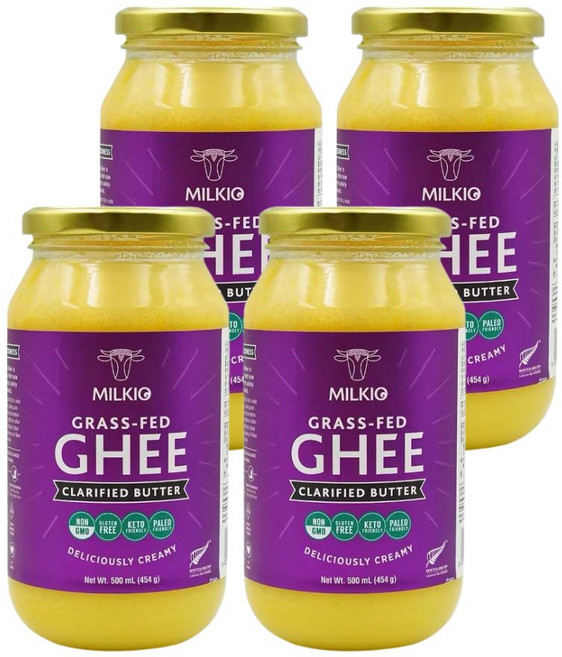 MILKIO 草飼澄清奶油 非基因改造 無麩質 Keto Paleo, 4個, 500g
