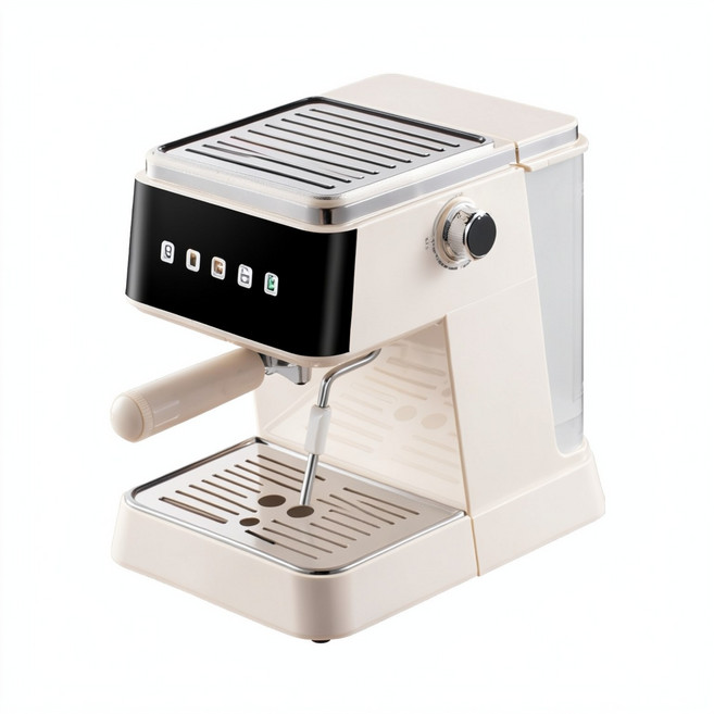 意式半自動咖啡機 1300W 20Bar 帶壓力錶, 白色觸控美規110V, 1個, 110ml