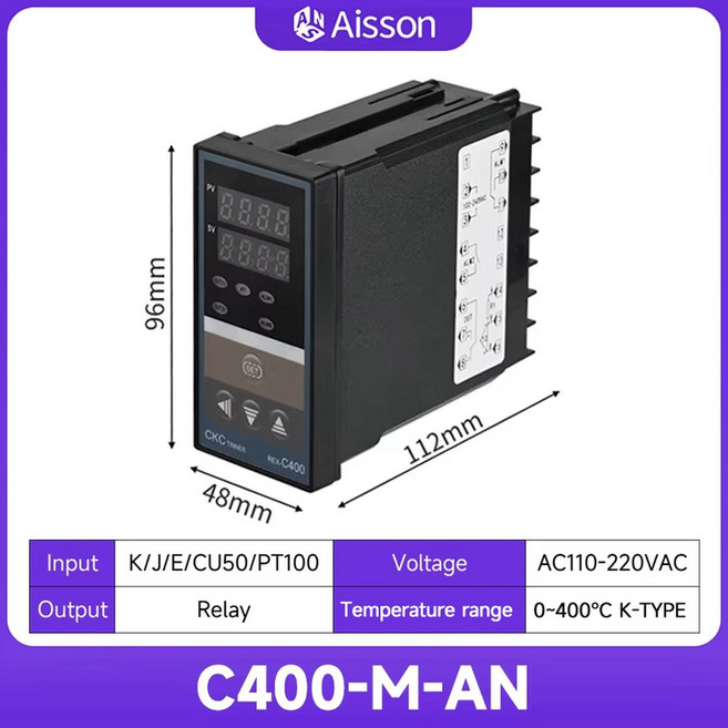 REX-C100 PID 온도 E 110V-220VAC 디스플레이 컨트롤러 릴레이 J 출력 디지털 REX K CU50 SSR C900 조절기 C400 PT100 C700, C400MAN, 1개