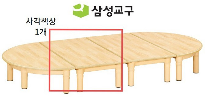 [삼성교구] 자작나무 무늬 안전책상 높이23 어린이집책상 안전테두리 사각책상, 자작무늬