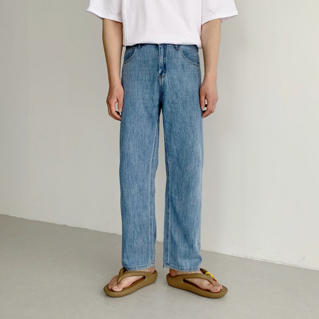 남자청바지 린넨 데님 와이드 팬츠