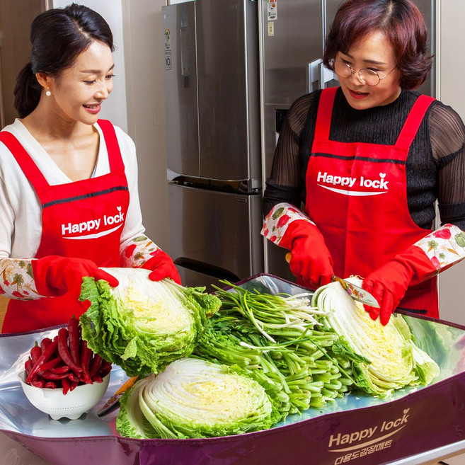 해피락 김장 김치 담그기 김장 매트 ( 중형사각+대형팔각 세트 ), 김장봉투(대-15포기용)65x95cm-2장, 1개