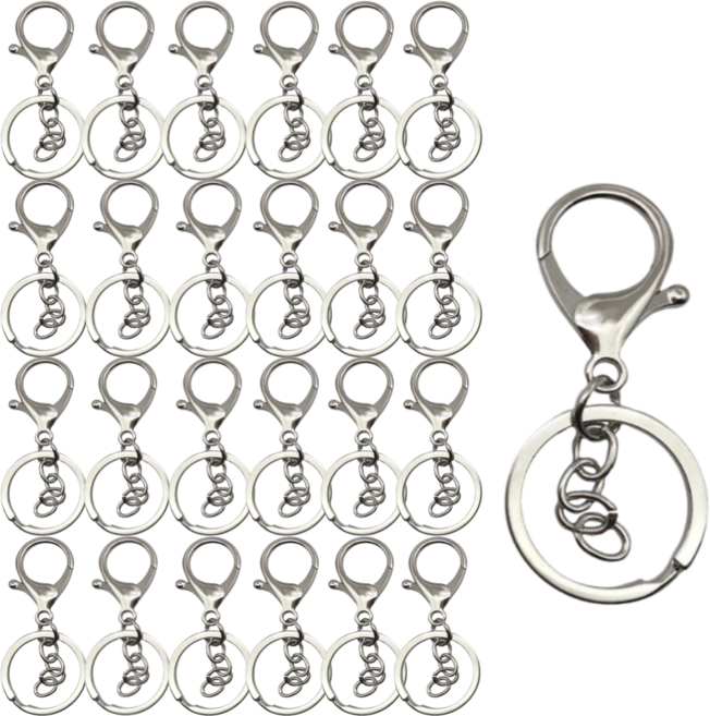 스켈 키링 열쇠고리 키링 부자재, 40개, 실버