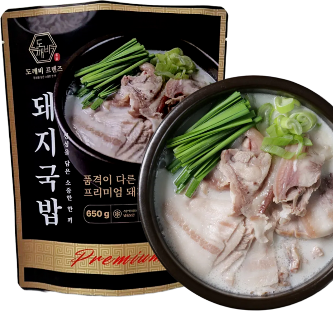 도깨비 돼지국밥 국내산 더 진한 부산식 머리고기 국밥, 1개, 650g