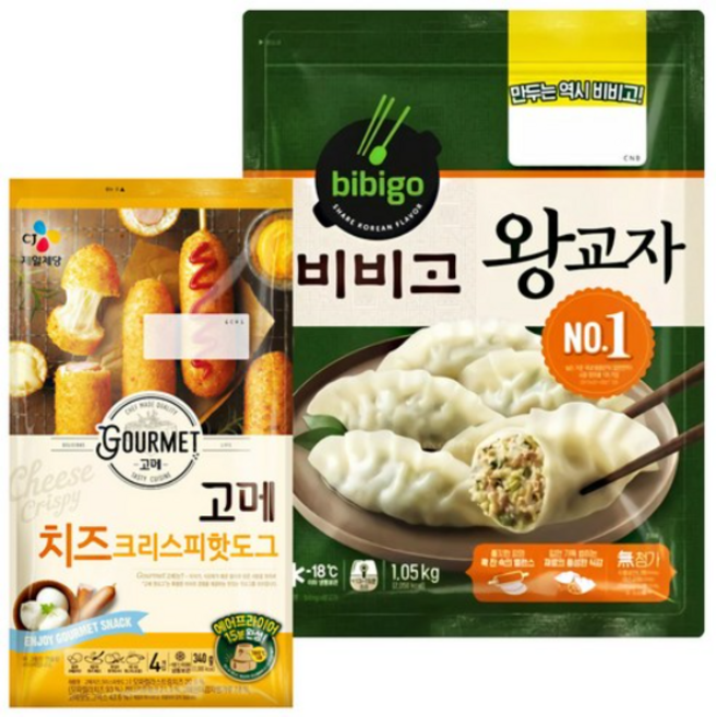 비비고 냉동 왕교자 1.05kg+고메 치즈 크리스피핫도그 340g, 1세트