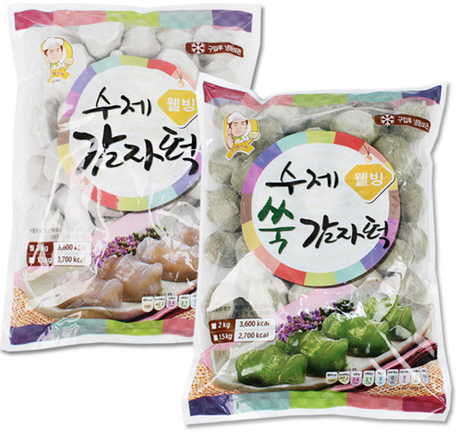 수제 감자떡 1kg+쑥감자떡 1kg, 1kg