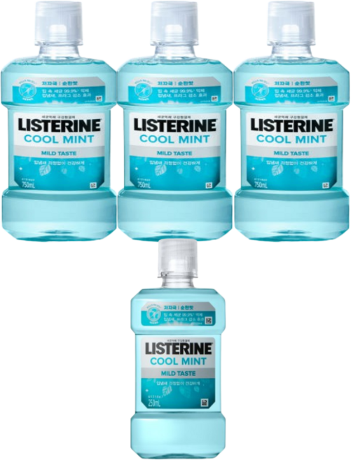 리스테린액 쿨민트 마일드 750ml 3개+250ml 1개, 4개, 250ml