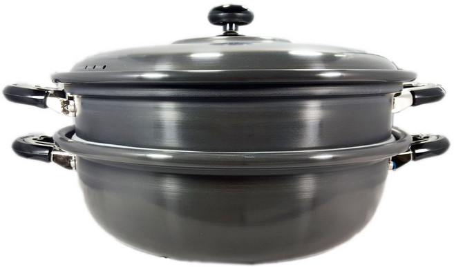 유진 2단경질찜솥(실리콘바킹) 찜기 시루 볶음팬 찜통 냄비, 1개, 지름38cm